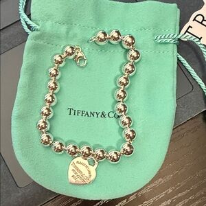Tiffany & Co. Silver Bead Bracelet with Heart Charm